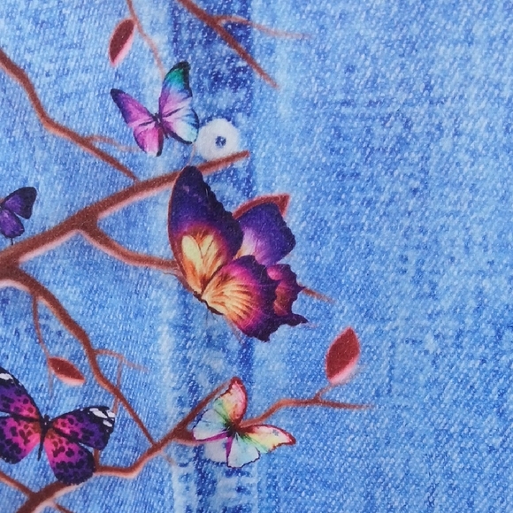 Colorful Whimsical Cottage Core Tree and Butterfly Print Midi Dress Size XXL - Picture 8 of 14